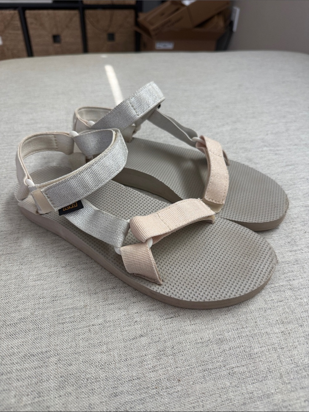 Teva Women's Neutral Gray and Pale Pink Strappy Sandals